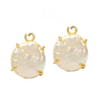 Gold Plated Pearl  Stone Seated Earrings - Timeless Beauty 